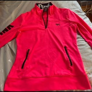 Hot pink half zip pull over sweatshirt ladies small